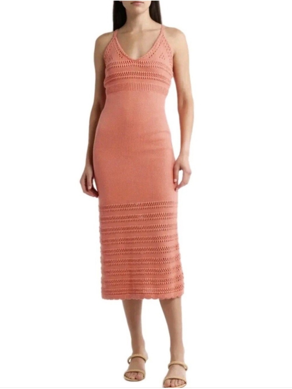 Cleobella Millicent Crochet Midi Dress Coral XL NWT - Picture 3 of 9